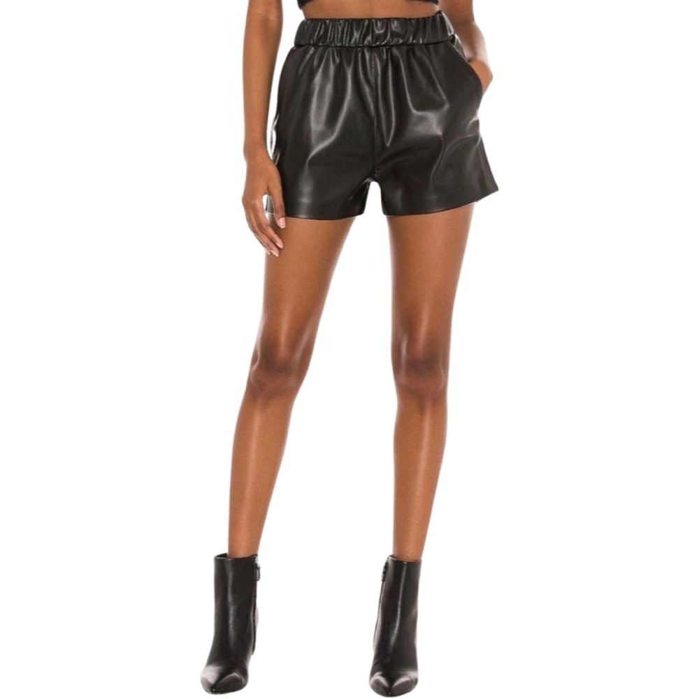 RARE Blank NYC Black Faux Leather High Rise Shorts